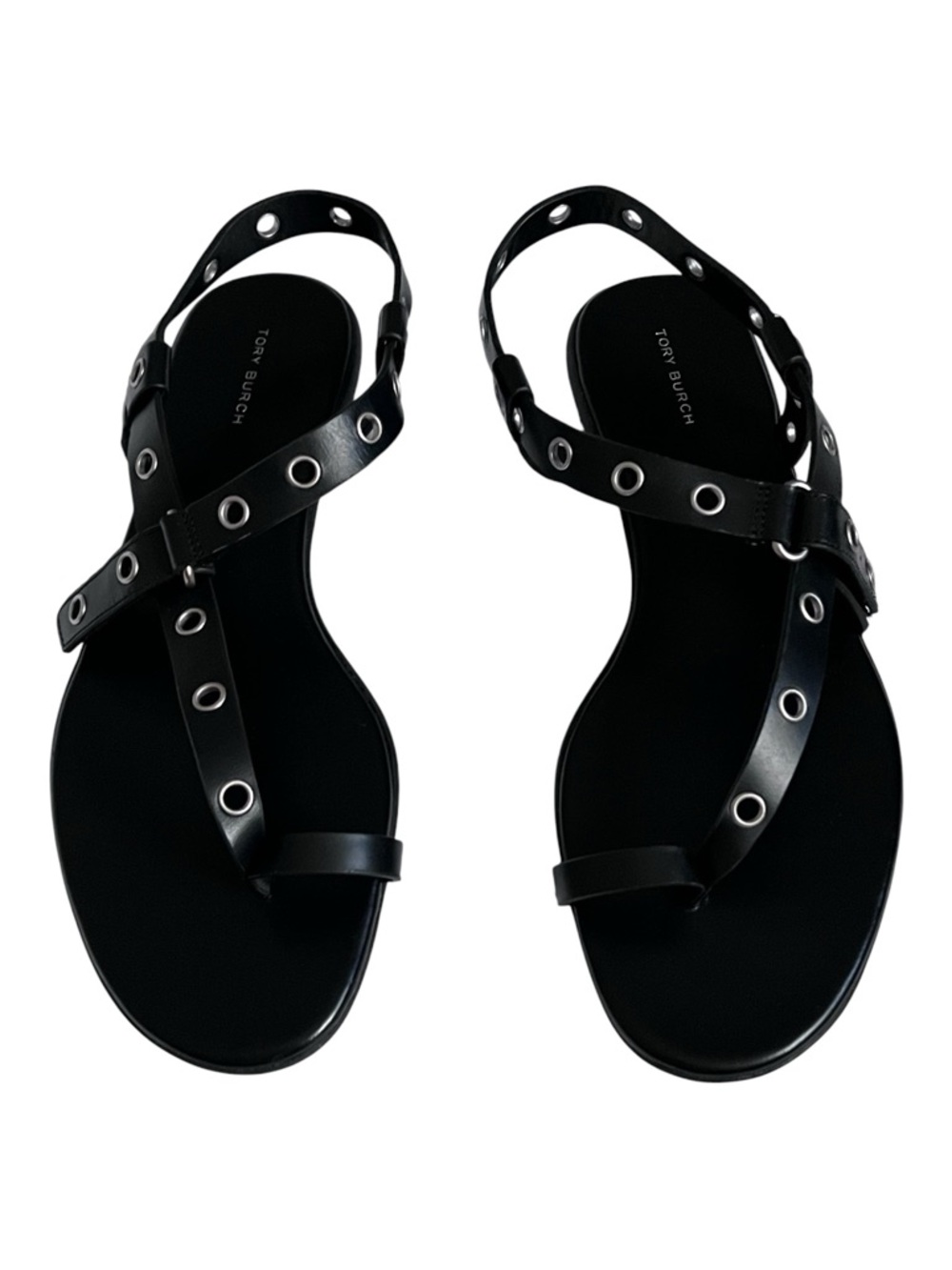 Tory Burch eyelet toe ring sandals in black size 9.5